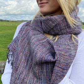 All colour scarf in blues